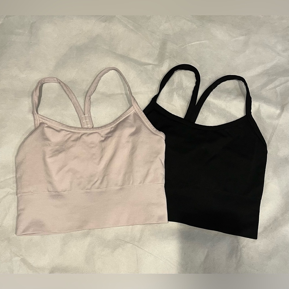 90 DEGREE BY RELEX Sports Bra/Tank Bundle of 2 Off White & Black Sz S